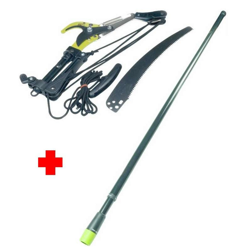 Carbon steel and teflon pruner with telescopic handle