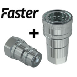 1/2" FASTER Male + Female Quick Disconnect Ball Coupler