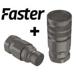 1/4" FASTER Male + Female Flat-Face Quick Disconnect Coupler