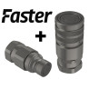 1/4" FASTER Male + Female Flat-Face Quick Disconnect Coupler