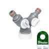 Double tap connector with 20/27 and 26/34 WHITE LINE shut-off valve
