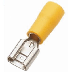 Insulated flat female electrical terminal 9.8 mm yellow