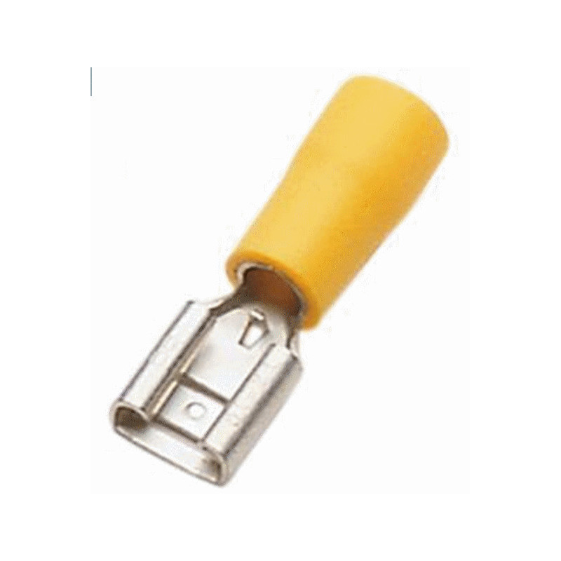 9.8 mm flat insulated female electrical terminal, yellow (Set of 20)