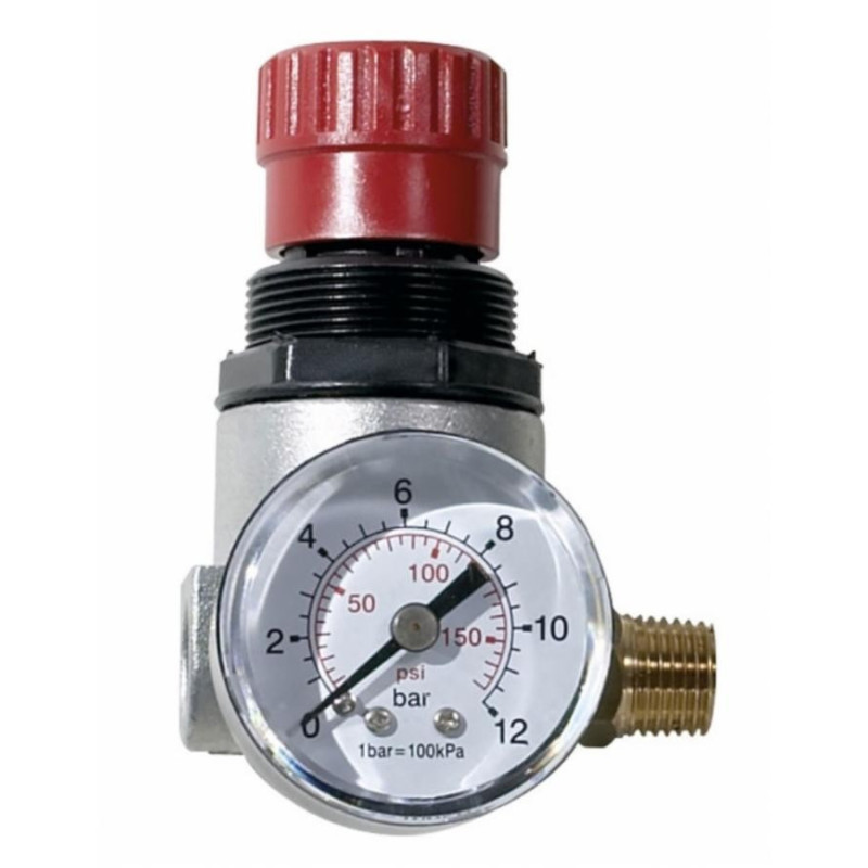 Compressed air pressure regulator with pressure gauge
