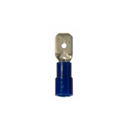 Male insulated electrical terminal Faston blue 6.35