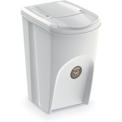 Set of 3 white plastic recycling/sorting garbage cans - 35L