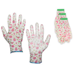 Set of 3 pairs of "Pure Pretty" polyurethane gardening gloves, size 7