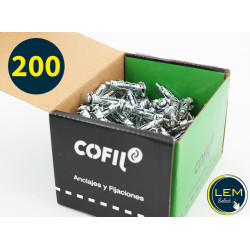 Box of 200 Placo metal expansion plugs with 4x32 mm screws