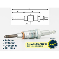 12V glow plug compatible 4122453