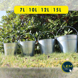 Robust and versatile 15L galvanized steel garden bucket with handle - Soil, water, mortar