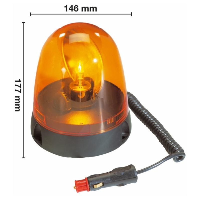 One series orange flashing beacon 12/24 V cigarette lighter flat magnetic base