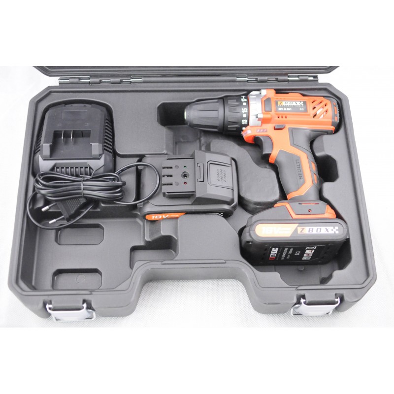 Cordless drill and screwdriver box 18 V 1.3 Ah + 2 batteries + accessories