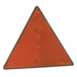 Red triangular reflector with mounting holes